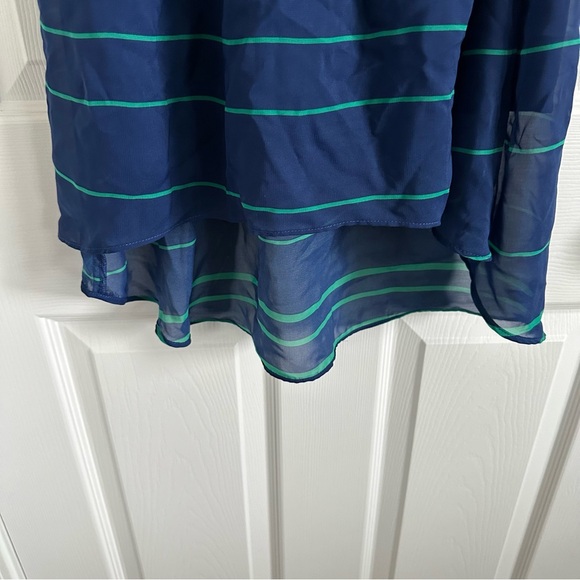 Junior’s Striped Dress with Belt - Navy/Green - Medium - Picture 5 of 7